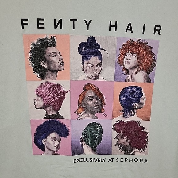 FENTY Hair Exclusively At Sephora Promo Graphic T-Shirt Sz Large Cotton Aqua - Picture 1 of 10